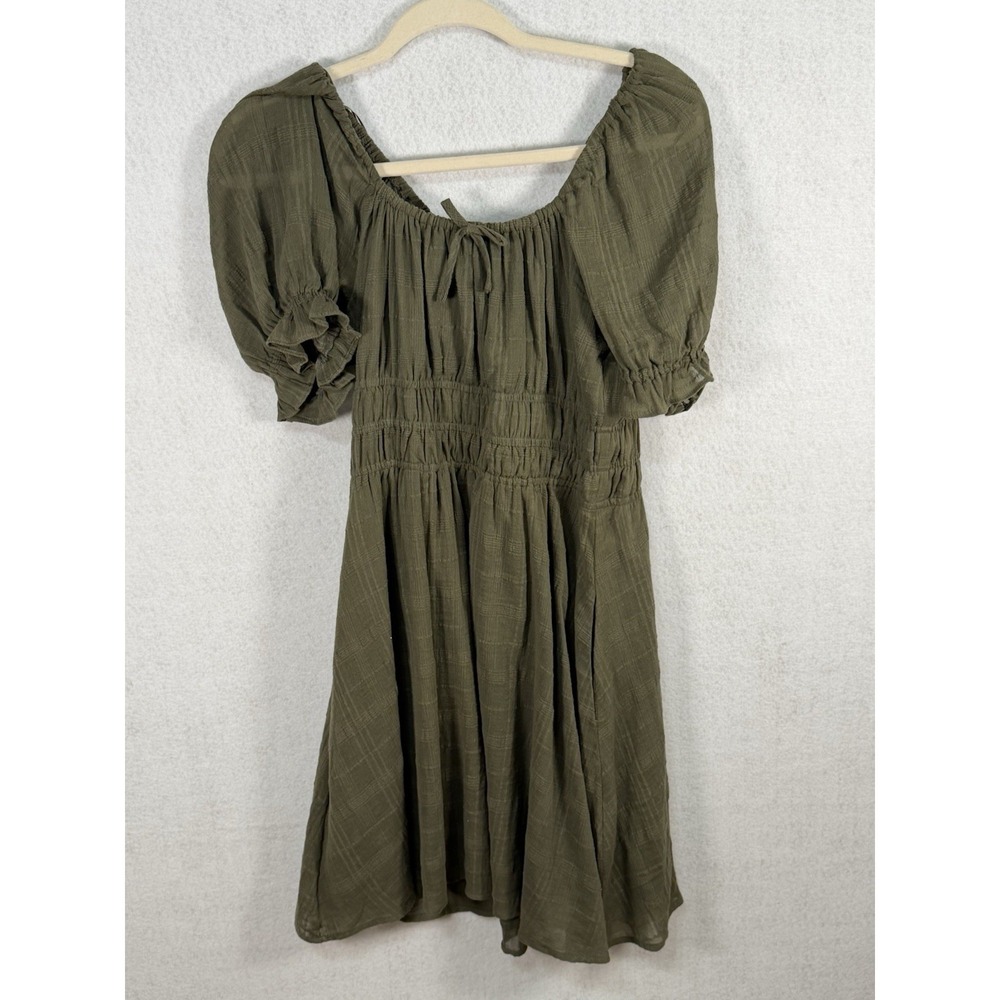 COPPERKEY Women's Khaki Olive Green On/Off Shoulder Dress Size M